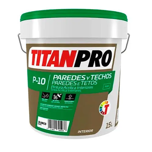 [GAO-08414800395938] Titanpro P-10 Interior Matte White Vinyl Paint – 15L Bucket